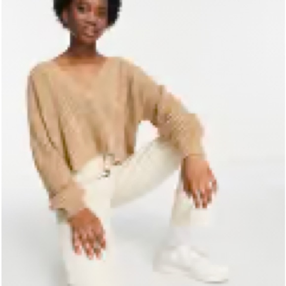 Stradivarius boxy cardigan in beige OOS size small - Picture 3 of 8